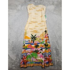 True Destinations Palm Scenic Strapless Maxi Dress Small Tropical Print Thin