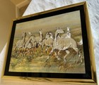 Vintage Manifestations Foil Optical Illusionary Art ~ Horses ~ Gold Framed — photo 4