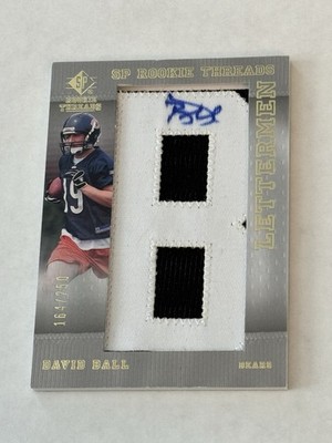 David Ball 2007 UD SP Rookie Threads Lettermen B Auto Patch /250 Chicago Bears