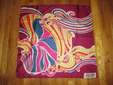 Beene Bazaar Magenta Pink Blue Yellow Abstract 100 Silk Square Scarf 29"
