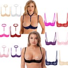 US Women's Lace Brassiere 1/4 Cups Tops Bare Exposed Breast Bra Breathable Bras