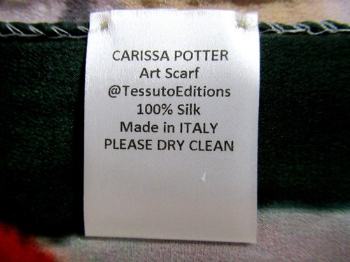 CARISSA POTTER 100% SILK CREPE DE CHINE SQUARE ART SCARF 35x35 - MADE IN ITALY - Picture 18 of 19