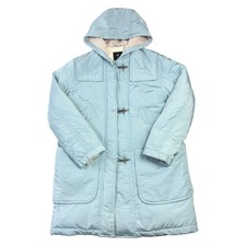 Fay Long Padded Winter Coat Hook Clasp Parka Jacket Blue Womens Medium