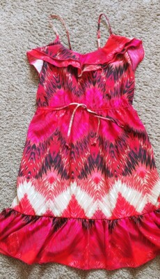 Charlotte Russe size Small Red Print Ruffle Spaghetti Strap Dress