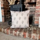 1482. MARGARET Pos, Paisley Pink BLOCK PRINT - Linen/Cotton Cushion Cover