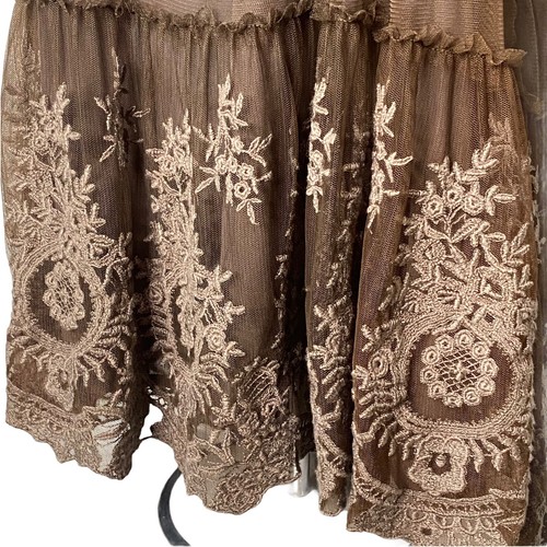 Free People Mirror Mirror Sequin Tunic Tank Cutout Brown Floral Embroidered Sm - Picture 3 of 9