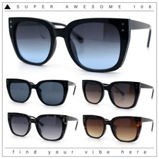 Womens Glitter Trim Oversized Cat Eye Luxe Plastic Sunglasses