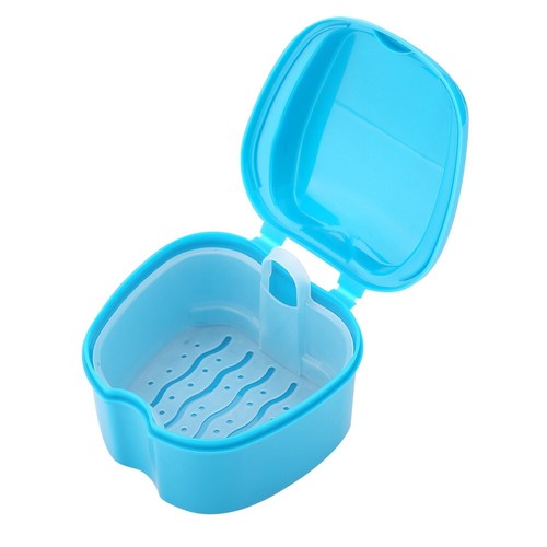 (10Light Blue)Denture Container Strong Denture Cups Bath False Teeth