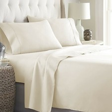 US Sizes Egyptian Cotton Ivory Solid Sheet Collection Select Item