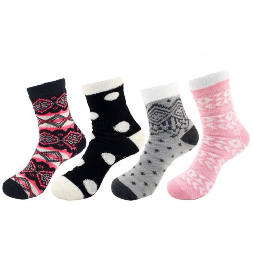 Double Layer Thick Soft Warm Fuzzy Home Cabin Crew Ankle Socks, 3 or 4 Pairs - Picture 18 of 23