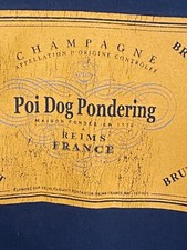 POI DOG PONDERING Vintage T Shirt Reims France Champagne Veuve Single Stitch M