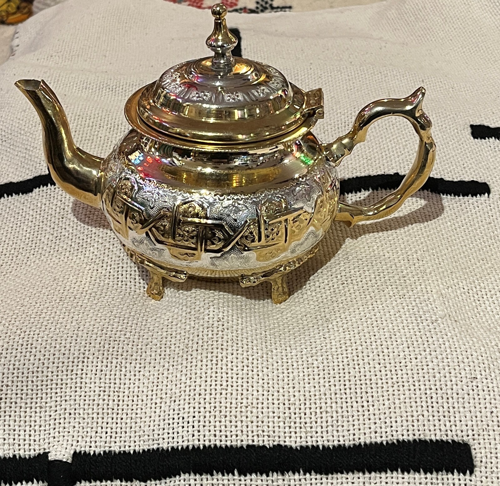 Moroccan gold teapot Moroccan brass teapot Moroccan silver brass