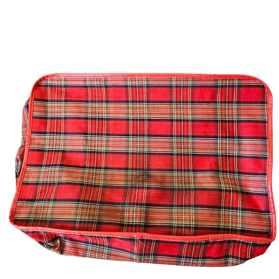 Maleta softshell retro a cuadros roja años 60 equipaje de mano con bolsa pequeña a juego 2 piezas Foto 3 de 4