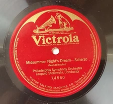 Leopold Stokowski, Philadelphia Or – 78 rpm Victor 74560: MENDELSSOHN Midsummer