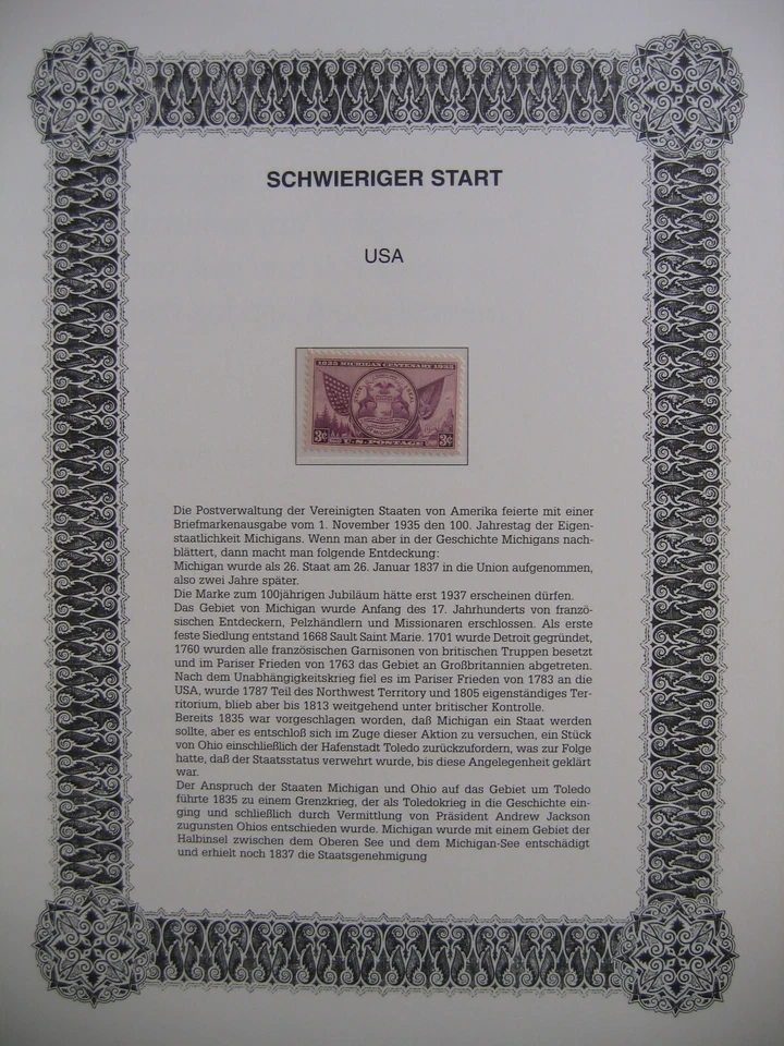 Irrtümer auf Briefmarken / USA 1935 Mi 379 : 100 years Michigan State Seal    - Bild 1 von 1