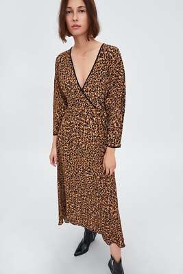 zara leopard print wrap dress