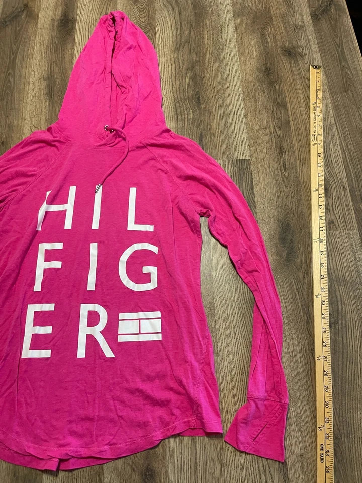 Толстовка с капюшоном Tommy Hilfiger, женский размер большой, розовый, пуловер, логотип - Изображение 3 из 4