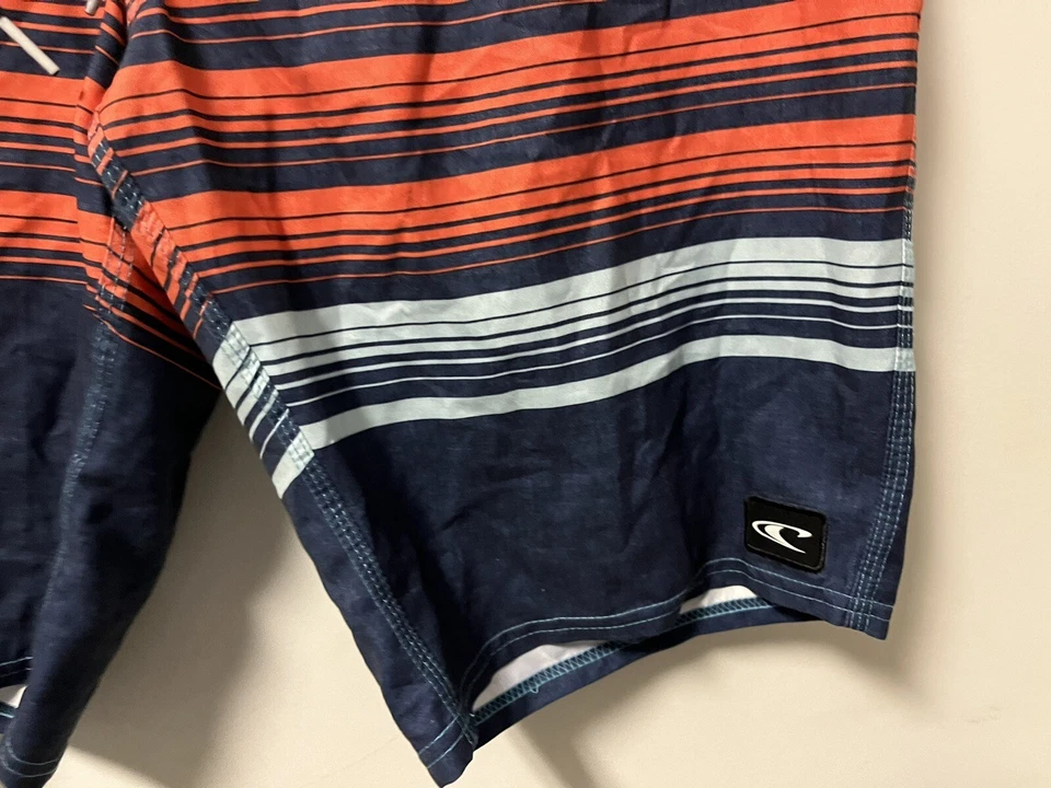 Мужские шорты O'Neill для плавания серфинга в полоску с узором синие оранжевые размер 33 - Изображение 3 из 4