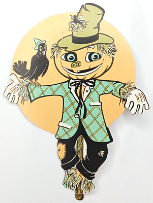 Vintage 1971 Beistle Halloween Die Cut Decoration Scarecrow & Crow Wall Decor
