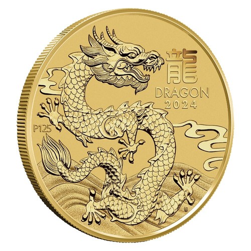 2024 Australia 1/10 oz Colorized Gold Lunar Blue Dragon BU | eBay