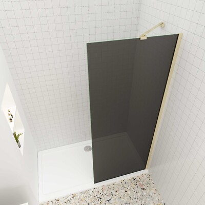 H.200cm Walk in Duschwand Dusche Duschabtrennung 8mm Rauchglas Nano ESG Gold