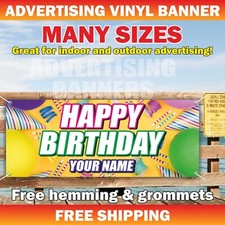 HAPPY BIRTHDAY YOUR NAME Advertising Banner Vinyl Sign Holiday decoration event