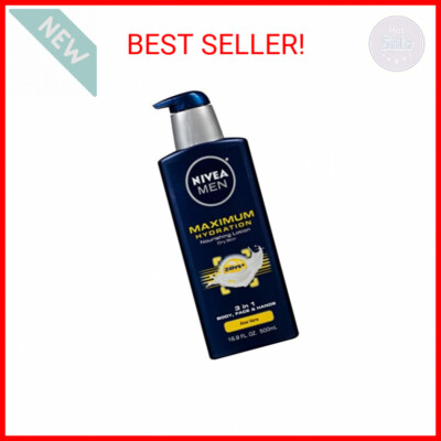 NIVEA MEN Maximum Hydration Body Lotion, 3-in-1 Nourishing Lotion for Men, 16.9 
