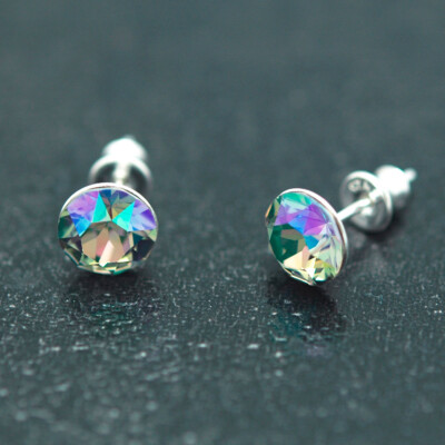Boucles D'oreilles Puces En Argent 925 Avec Cristal Bleu - Certificat D'authenticité Inclus - Neuf Avec étiquettes