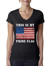 This is My Pride Shirt American Flag Womens Junior Fit VNeck Tee