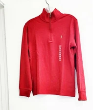 Polo Ralph Lauren Big Boys Interlock 1/4 Zip Pullover Top Madison Red Sz M - NWT