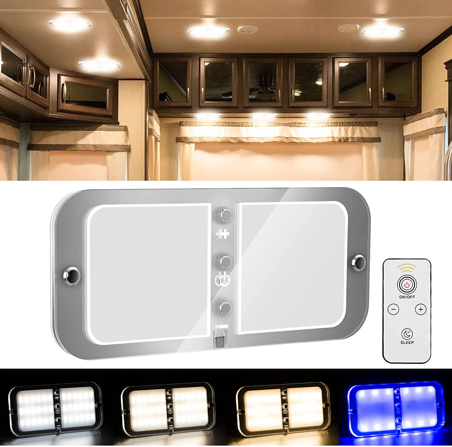 Plafoniera LED 12V Camper, Plafoniera LED 12 Volt per Camper 12V Interruttore Ro