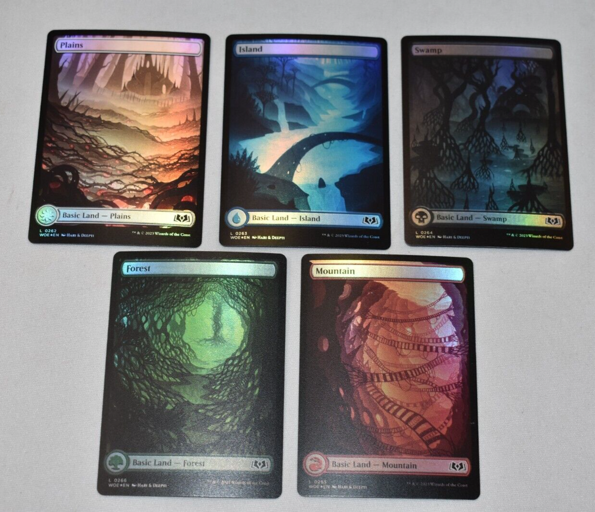 FOIL FULL ART Basic Land Set of 5 WILDS OF ELDRAINE MTG WOE