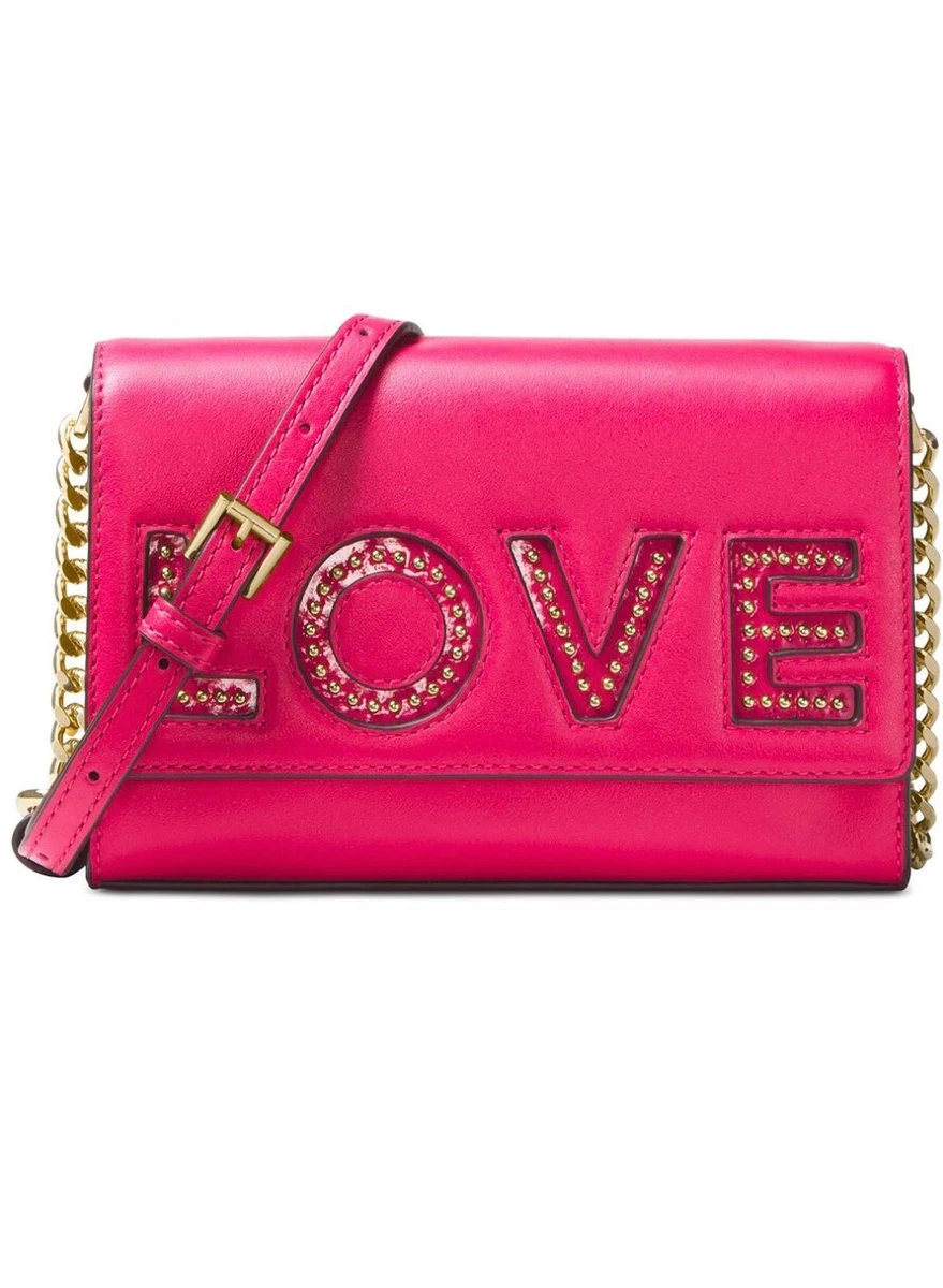 Michael Kors Ruby Leather Love Detailed Medium Clutch Crossbody