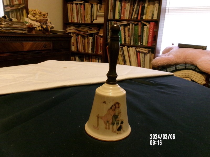 9-Inch Norman Rockwell Gorham Fine China 1981 "Sweet Serenade" Collector Bell