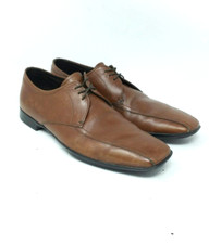 Prada Dress Shoes Mens Milano Derby Brown Leather Logo Oxfords Italy Size 7EE US