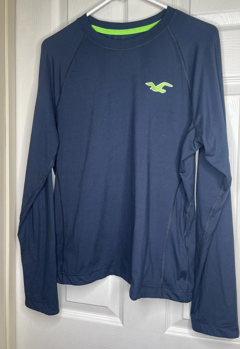 Hollister Mens Long Sleeve T-shirt Blue Green Accents Soft Sx M