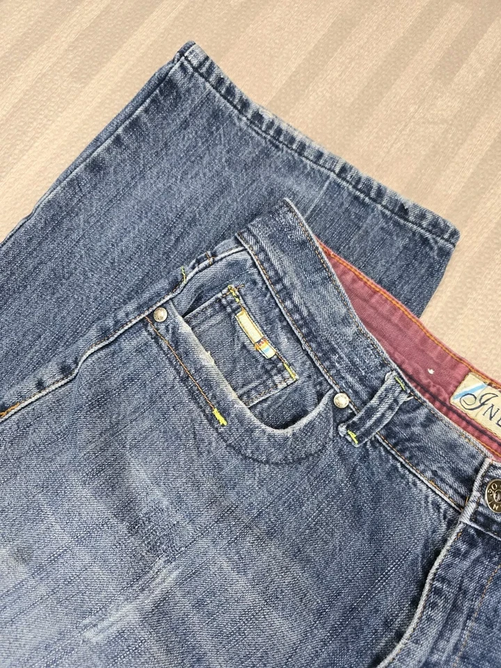 Pantalones de mezclilla skater holgados vintage años 90 Y2K índigo 30 para hombre pierna ancha bordados 34x30 Foto 4 de 4