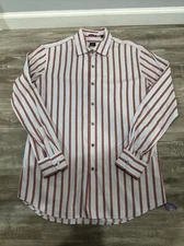 Paul Smith London Striped Shirt Sz 16.5 / 42 Blue Pink Button Up Made in Italy