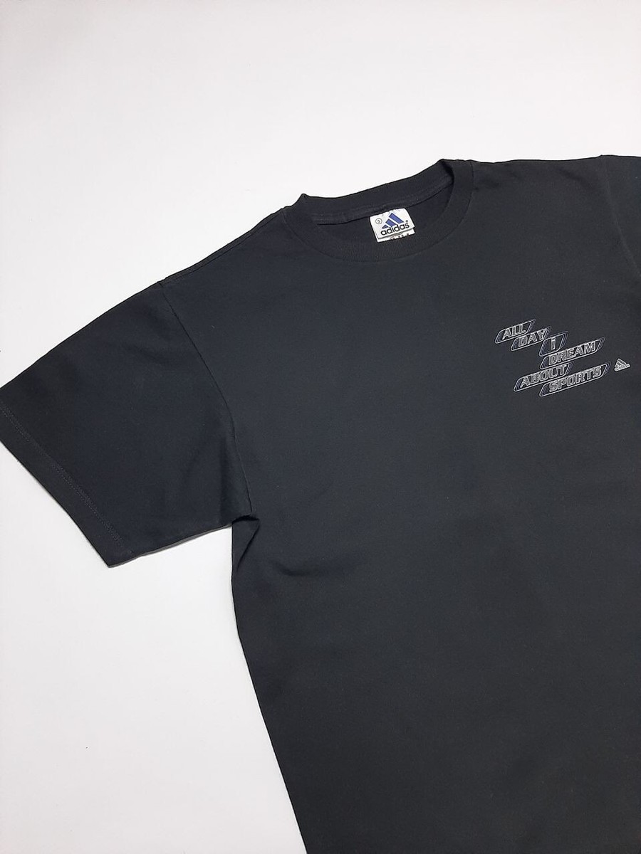 Adidas 90s All Day I Dream About Sports Vintage Black Tee Size S