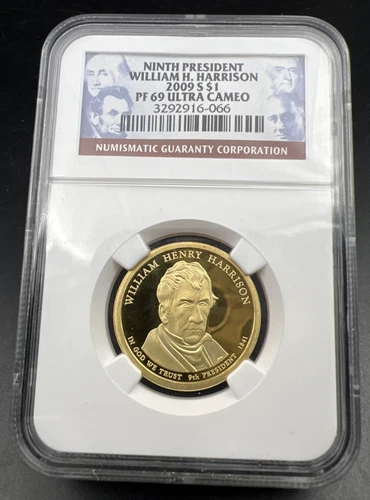 2009 S William H Harrison Proof Presidential Dollar Coin NGC PF69 UCAM #066