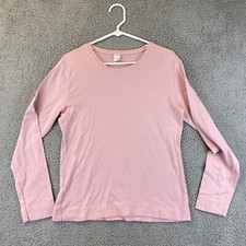 Women's Basic Long Sleeve Top Stretchy T-Shirt Plain Cotton USA 7 Pink / 39-17
