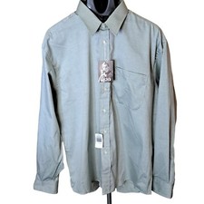 Kasper Dress Shirt Men's 17 34/35 Pinpoint Oxford Light Gray Blue NEW With Tags