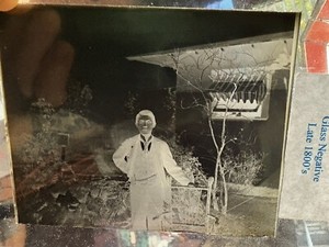 Two Antique Glass Plate Photo Negatives Handsome Young Man Older Men Late 1800s