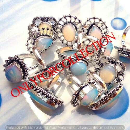 Healing Opalite Gemstone 925 Sterling Silver Plated Wholesale Lot Women Rings