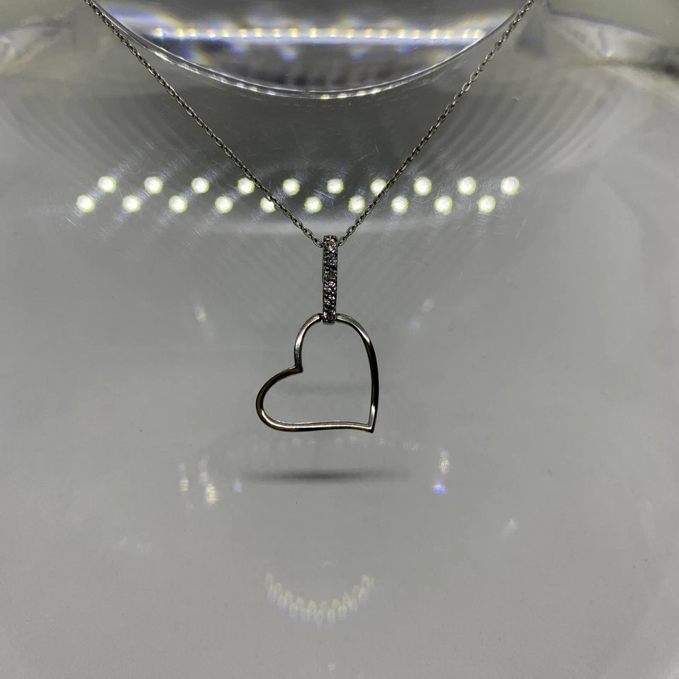 Collana Catena con ciondolo a cuore in Argento 925 Zirconi Brillanti Stroili Oro - Immagine 2 di 3