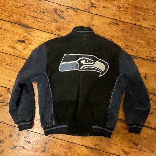 Chaqueta universitaria de colección de cuero gamuza de la NFL talla L #6224 - Imagen 14 de 20