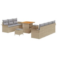 Garten Sofa Set 10 Teilig Beige Grau Mit Kissen Outdoor Sitzgruppe