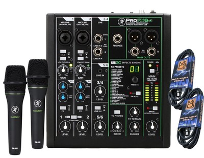 Mackie ProFX6v3 6-Channel Mixer with Built-in Effects and USB + 2 Mackie EM-89D