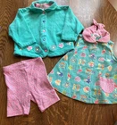 Rainbow tag Gymboree 1997 Miami Beach S 2T tunic swing top shorts jacket set