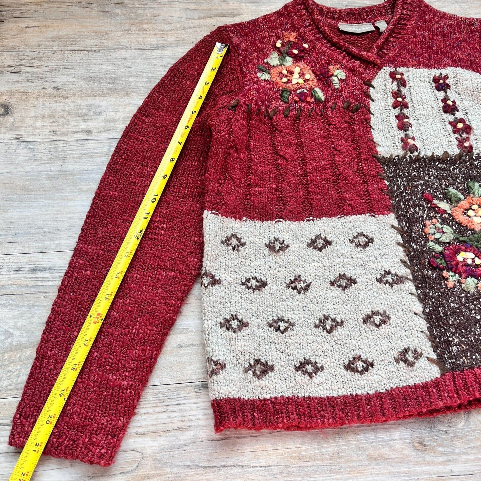 Croft & Barrow Patchwork Sweater S Cottagecore Fl… - image 9